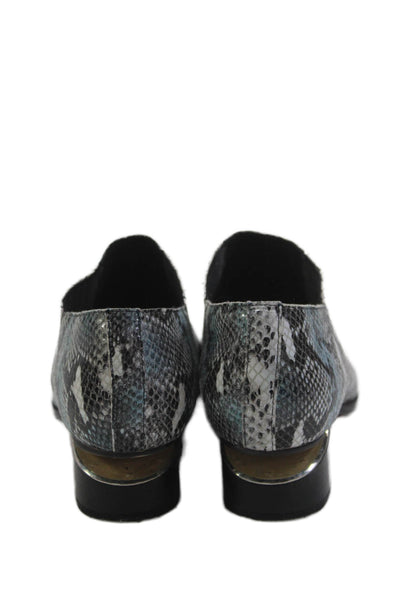 Silent D Womens Pointed Toe Snakeskin Print Geometric Heel Booties Blue Size 10