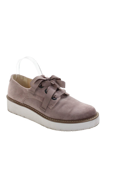 Zara Woman Womens Velvet Platform Laced Sneakers Purple Size EUR 41