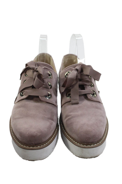 Zara Woman Womens Velvet Platform Laced Sneakers Purple Size EUR 41