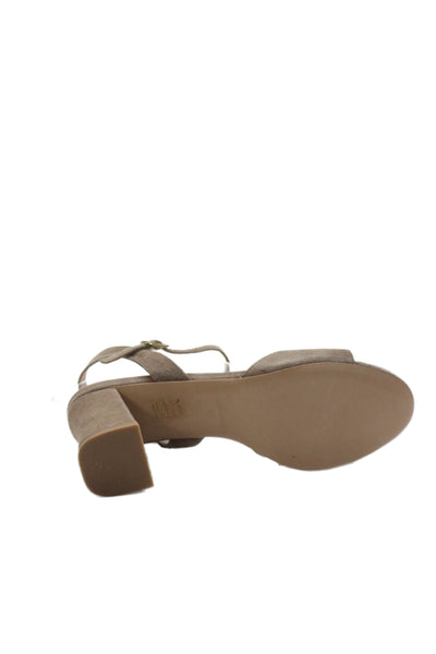 MA+DE 94 Womens Suede Ankle Strap Open Toe Heels Beige Size 9