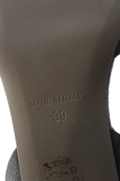 MA+DE 94 Womens Suede Ankle Strap Open Toe Heels Beige Size 9