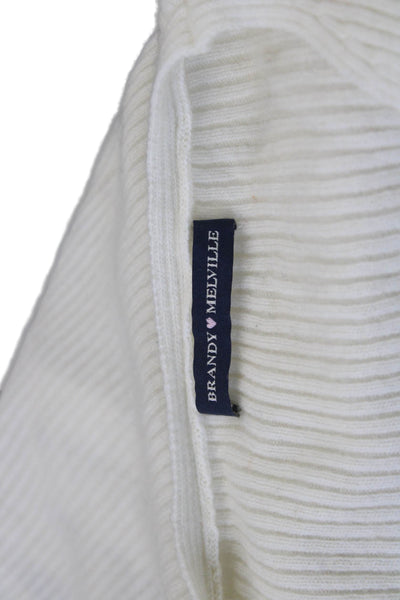 Brandy Melville Unisex White V Neck Long Sleeve Pullover Wool Blend Size S