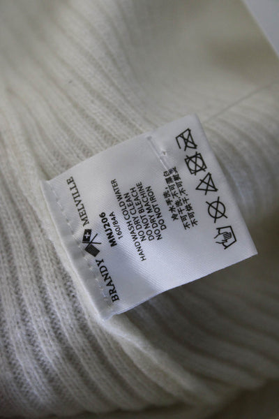 Brandy Melville Unisex White V Neck Long Sleeve Pullover Wool Blend Size S