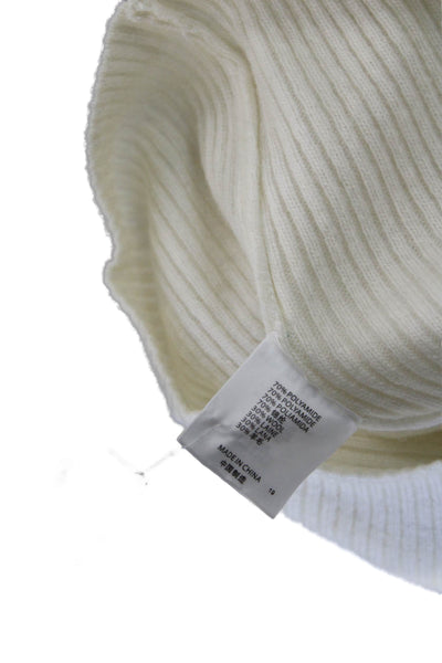 Brandy Melville Unisex White V Neck Long Sleeve Pullover Wool Blend Size S