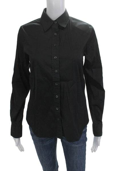 The Shirt Womens Collared Long Sleeve Basic Button Up Black Size S