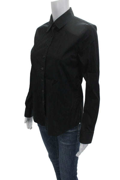 The Shirt Womens Collared Long Sleeve Basic Button Up Black Size S