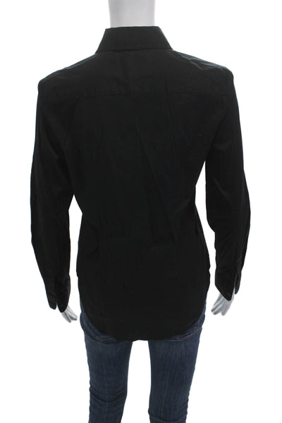 The Shirt Womens Collared Long Sleeve Basic Button Up Black Size S