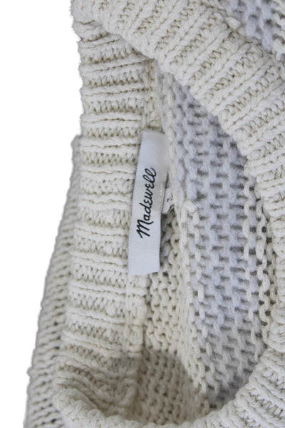 Madewell Unisex Beige Striped Crew Neck Pullover Sweaters Button Size S
