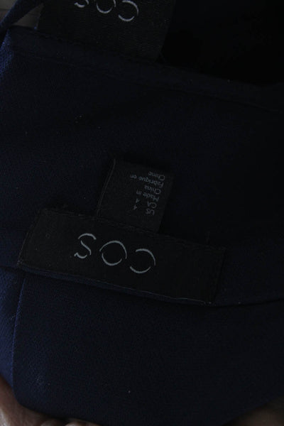COS Women Cropped Paperbag Dress Pants Dark Blue Drawstring Size 4