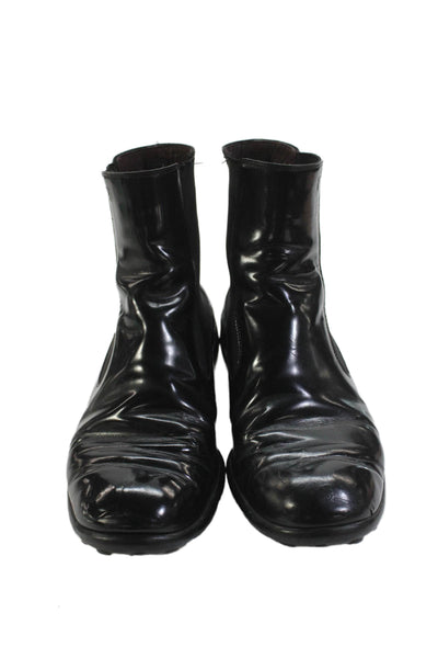 Tods Women's Round Toe Pull-On Leather Bootie Black Size 8