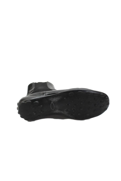 Tods Women's Round Toe Pull-On Leather Bootie Black Size 8