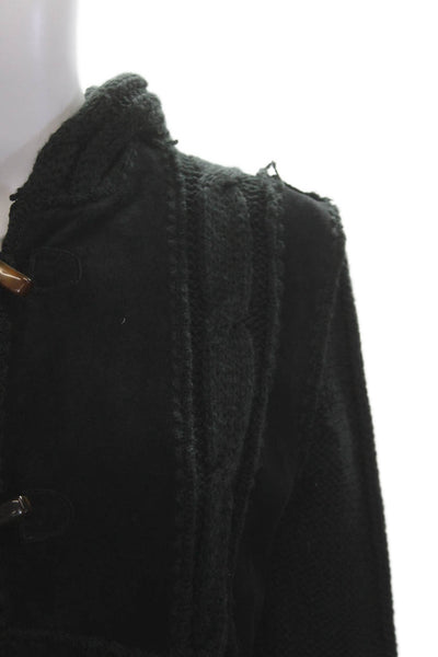 Doma Womens Black Leather Jacket Button High Neck Long Sleeve Size M