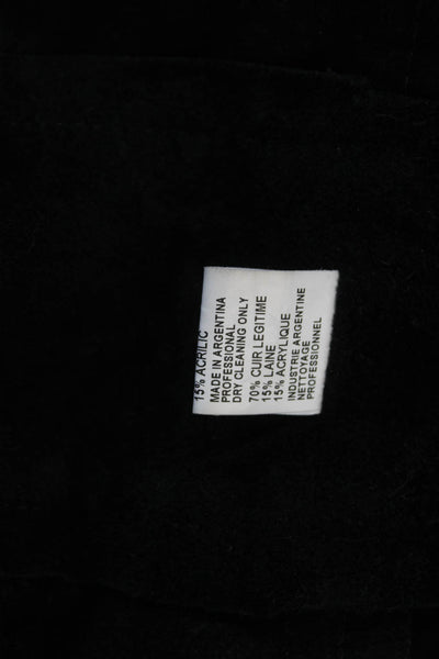 Doma Womens Black Leather Jacket Button High Neck Long Sleeve Size M