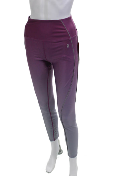 Good American Womens Ankle Leggings Purple Solid Polyester Elastane Size 2