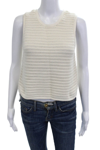 Everlane Women Cropped Tank Beige Organic Cotton Sleeveless Round Neck Size S