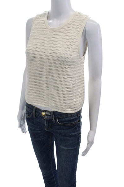 Everlane Women Cropped Tank Beige Organic Cotton Sleeveless Round Neck Size S