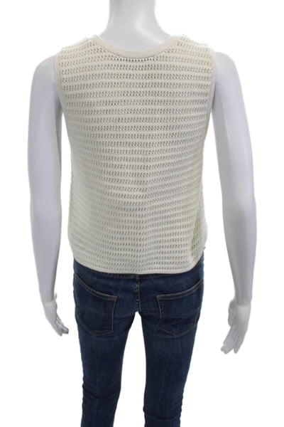 Everlane Women Cropped Tank Beige Organic Cotton Sleeveless Round Neck Size S