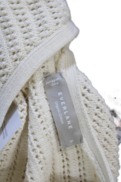 Everlane Women Cropped Tank Beige Organic Cotton Sleeveless Round Neck Size S