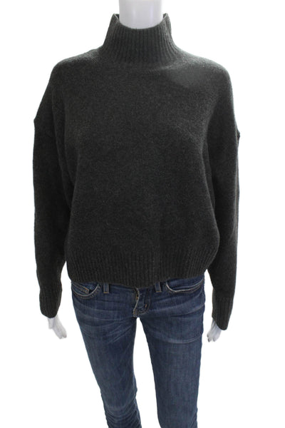 Zara Unisex Pullover Sweater Dark Gray Mock Neck Long Sleeve Size XS