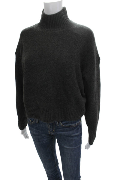 Zara Unisex Pullover Sweater Dark Gray Mock Neck Long Sleeve Size XS