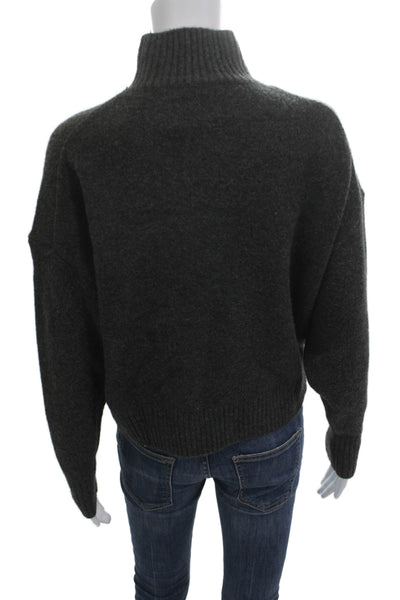 Zara Unisex Pullover Sweater Dark Gray Mock Neck Long Sleeve Size XS