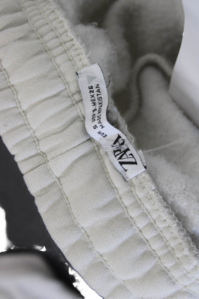 Zara Unisex White Cotton Drawstring Sweatpants Size S