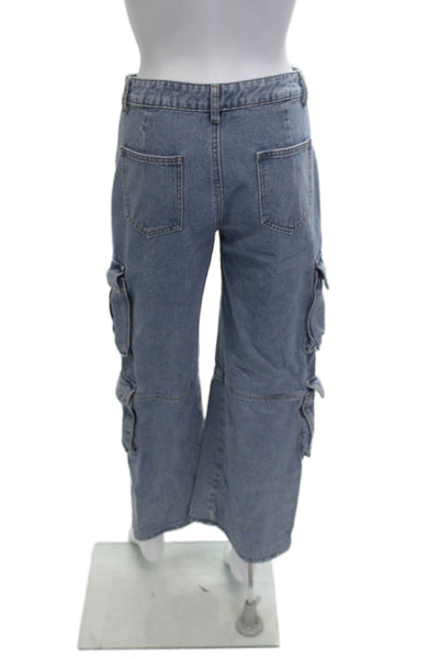 Superdown Unisex Wide Leg Jeans Blue Mid Rise 100% Cotton Size 24