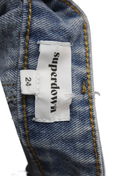Superdown Unisex Wide Leg Jeans Blue Mid Rise 100% Cotton Size 24
