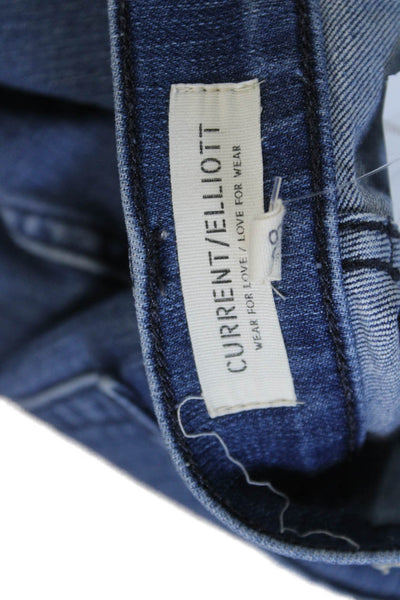 Current/Elliott Women Dark Blue Bootcut Jeans High Rise 33 Inseam Size 28