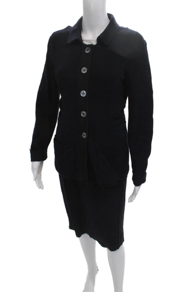 Nina Ricci Women 2 Piece Blazer Suit Black Collared Button Long Sleeve Size 40