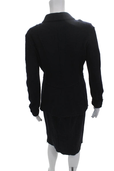 Nina Ricci Women 2 Piece Blazer Suit Black Collared Button Long Sleeve Size 40