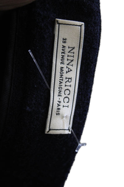 Nina Ricci Women 2 Piece Blazer Suit Black Collared Button Long Sleeve Size 40