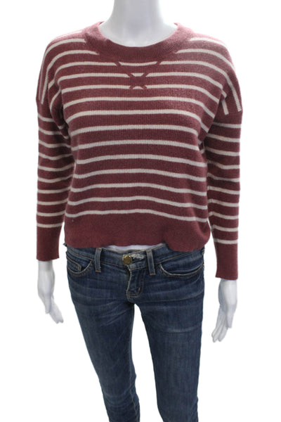 Madewell Unisex Red Cashmere Pullover Striped Crew Neck Long Sleeve Size S