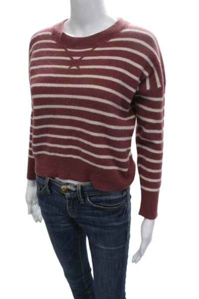 Madewell Unisex Red Cashmere Pullover Striped Crew Neck Long Sleeve Size S
