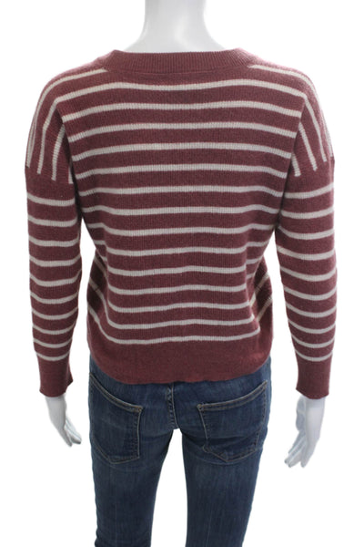 Madewell Unisex Red Cashmere Pullover Striped Crew Neck Long Sleeve Size S