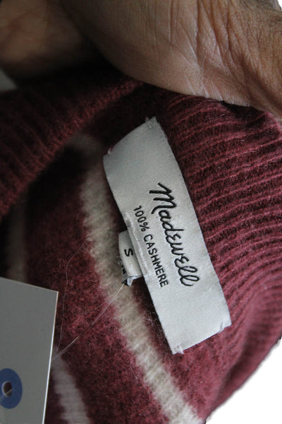 Madewell Unisex Red Cashmere Pullover Striped Crew Neck Long Sleeve Size S