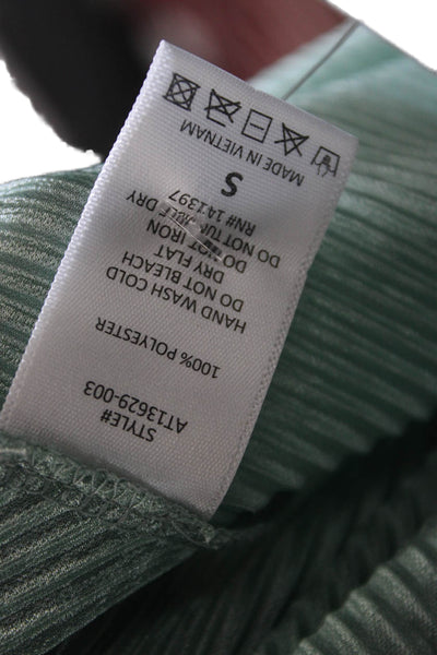 ASTR Womens Cropped Striped V-Neck Short Sleeve Green Blouse Size S