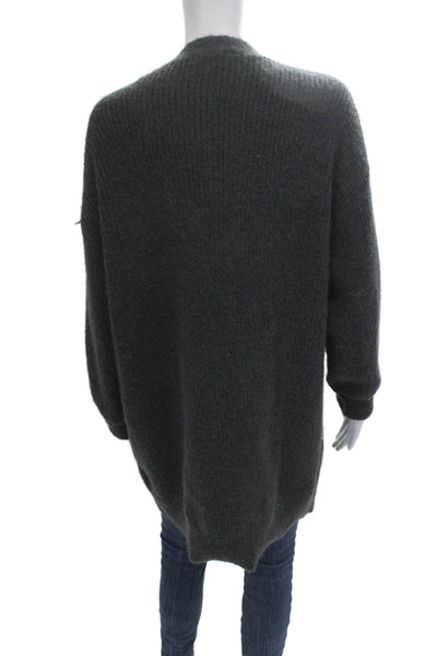 Zara Unisex Cardigan Dark Gray V Neck Button Long Sleeve Polyester Size S