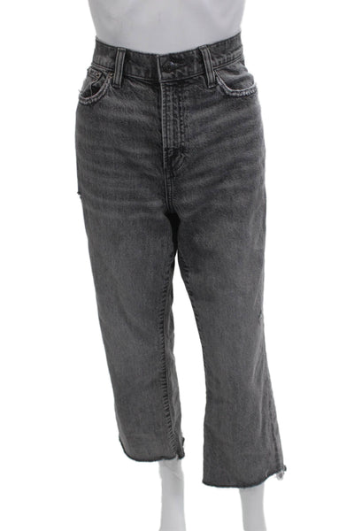 Pistola Womens Cropped Straight Gray Jeans High Rise Button Fly Size 28