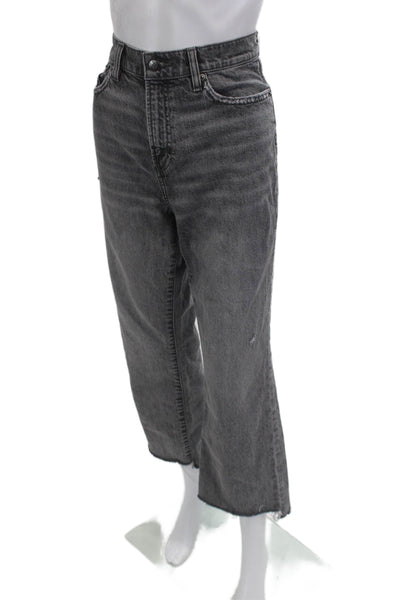 Pistola Womens Cropped Straight Gray Jeans High Rise Button Fly Size 28