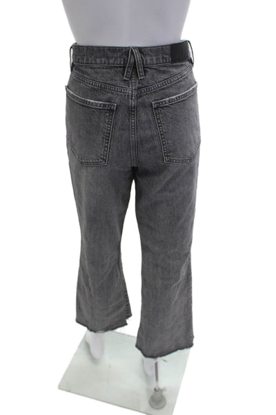 Pistola Womens Cropped Straight Gray Jeans High Rise Button Fly Size 28