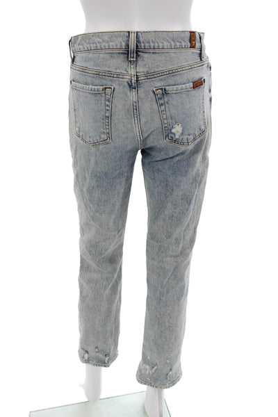7 For All Mankind Womens Boyfriend Cropped Light Blue High Rise Jeans Size 26