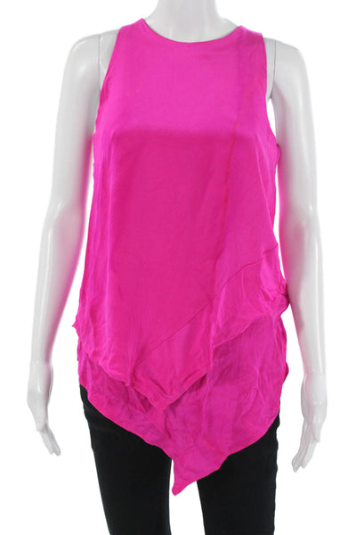 Hunter Bell Womens Pink Silk Sleeveless Tank Round Neck Button Size 4