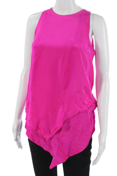 Hunter Bell Womens Pink Silk Sleeveless Tank Round Neck Button Size 4