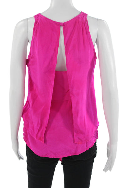 Hunter Bell Womens Pink Silk Sleeveless Tank Round Neck Button Size 4