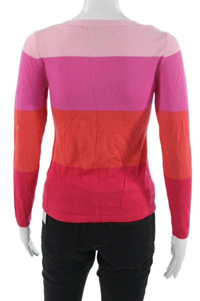 Banana Republic Women Pullover Striped Pink Round Neck Merino Wool Size 2XS