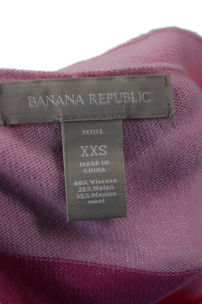 Banana Republic Women Pullover Striped Pink Round Neck Merino Wool Size 2XS