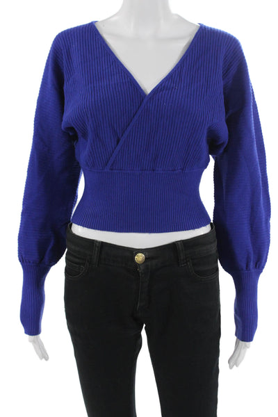 Lovers + Friends Unisex Pullover Sweater Blue V Neck Long Sleeve Size 2XS