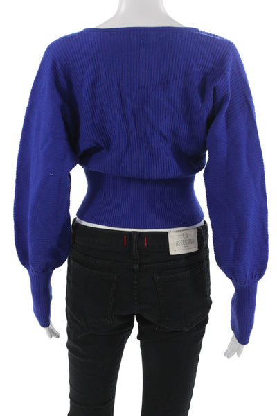 Lovers + Friends Unisex Pullover Sweater Blue V Neck Long Sleeve Size 2XS