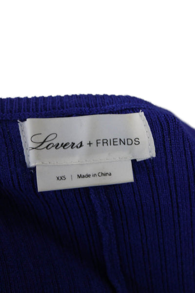 Lovers + Friends Unisex Pullover Sweater Blue V Neck Long Sleeve Size 2XS
